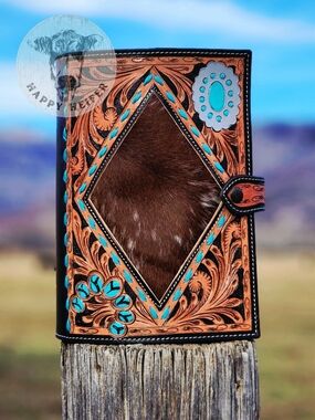 Handtooled Leather And Cowhide Bible Cover